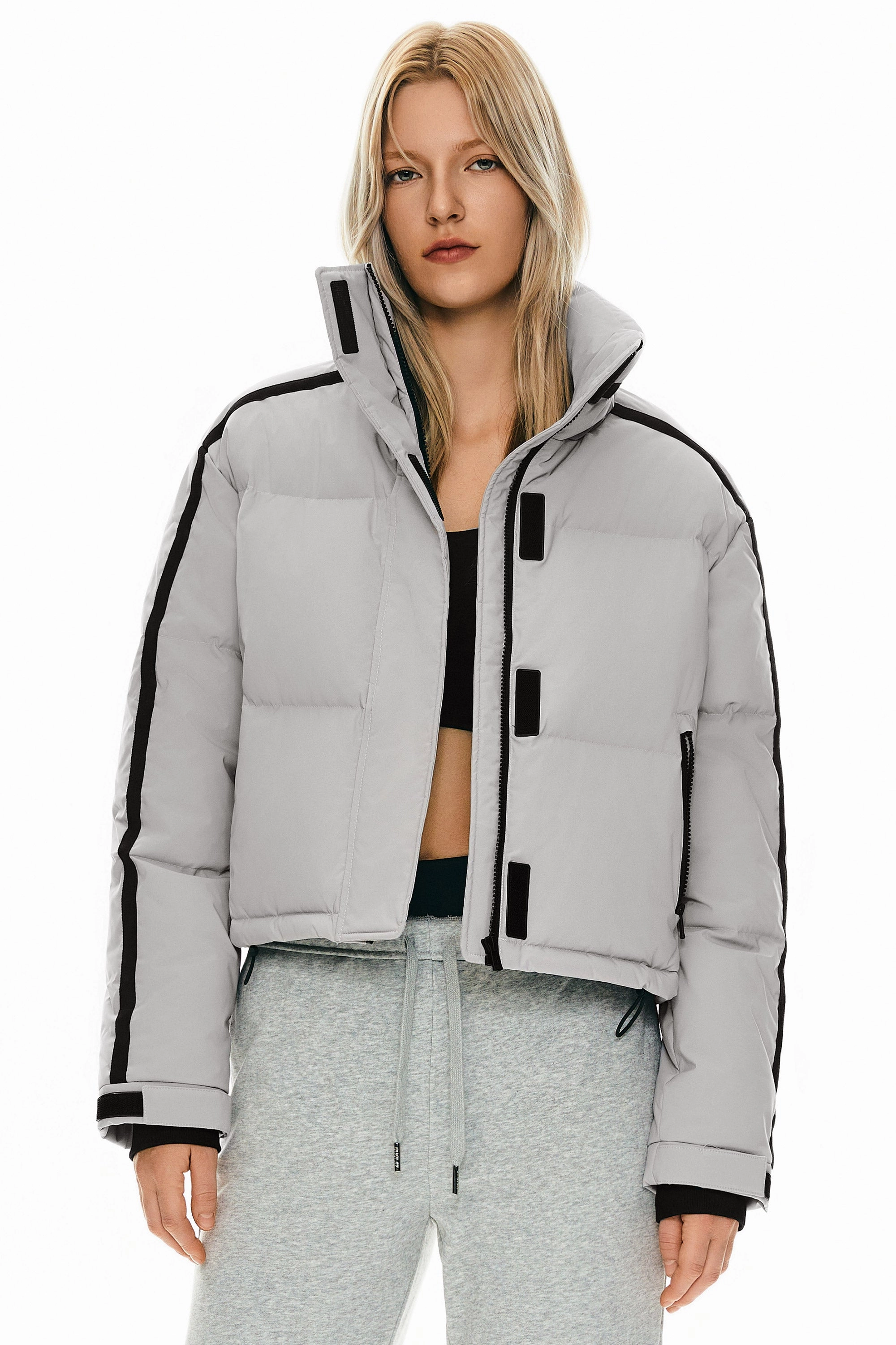 Cropped Quilted Down Puffer Jacket Rugged Layering Midweight Option