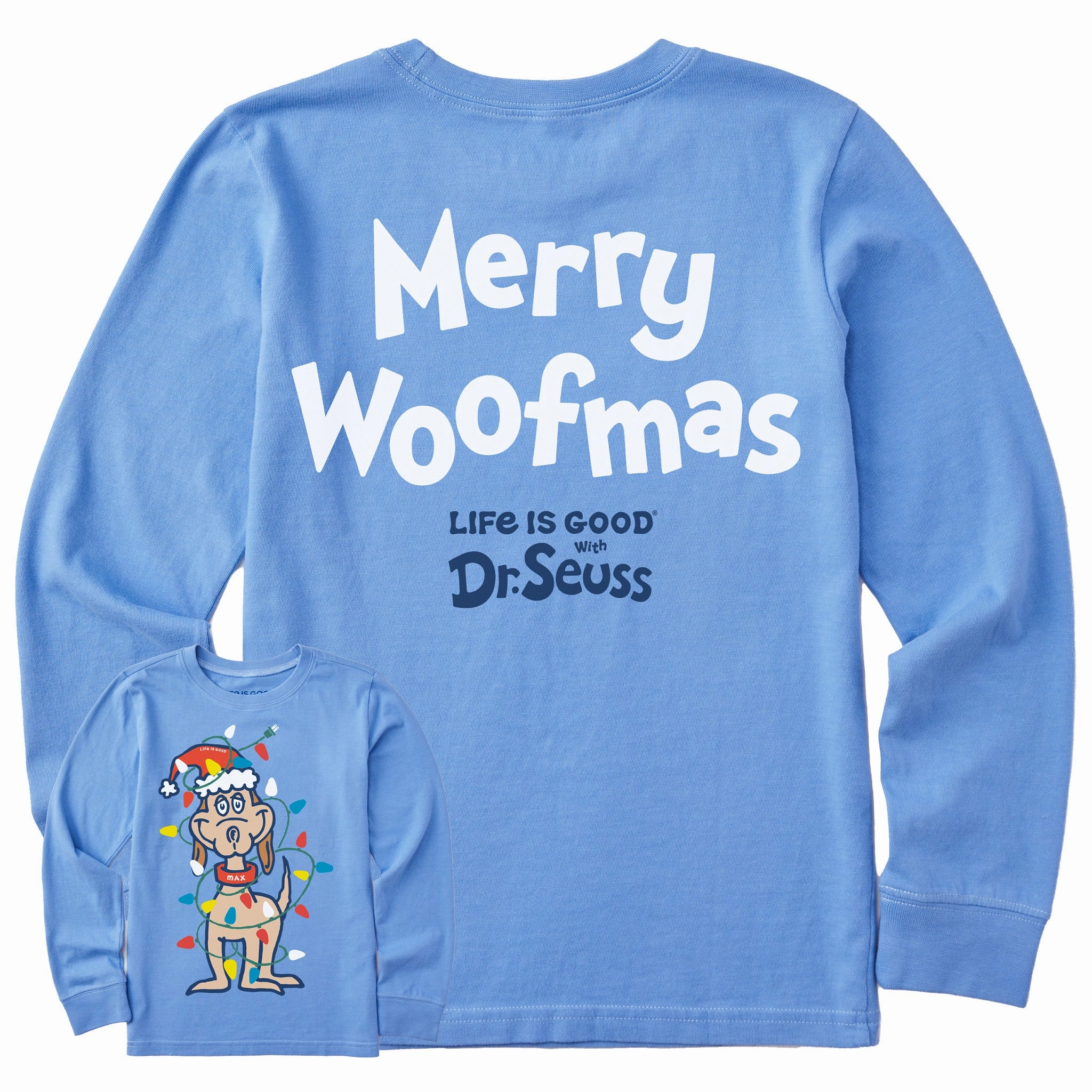 Soft Fabric Kids Max Merry Woofmas Long Sleeve Crusher Tee