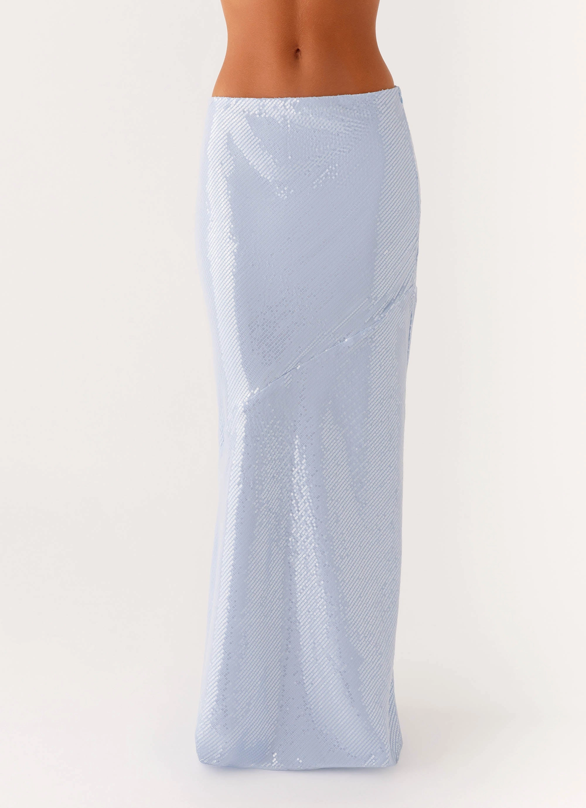 Athleisure Inspired Algorithm Sequin Maxi Skirt - Blue