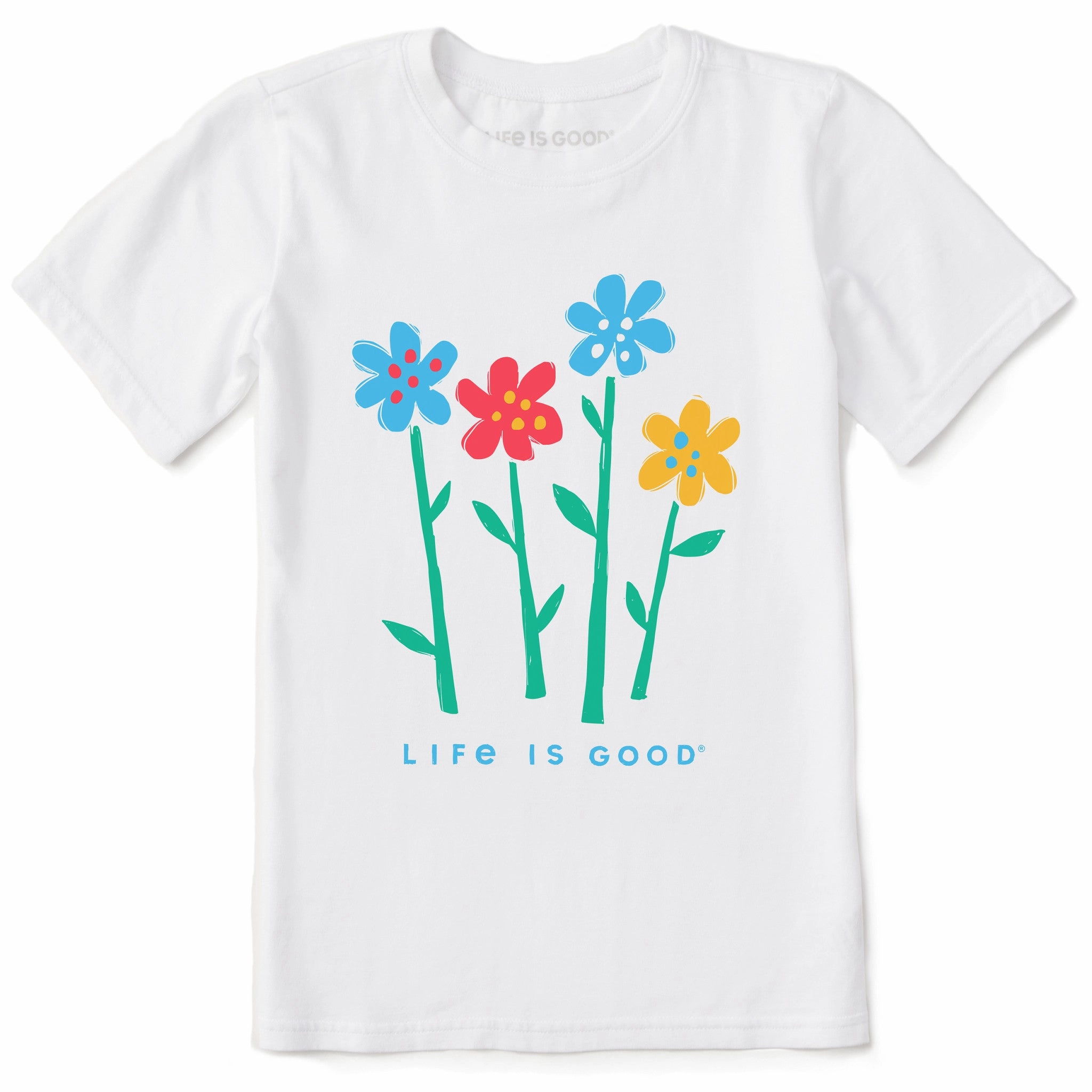 Kids Four Flowers in a Row Short Sleeve Crusher Tee All Day Wear Unique Design