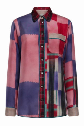 Aloe Printed Silk Shirt Twill Weave