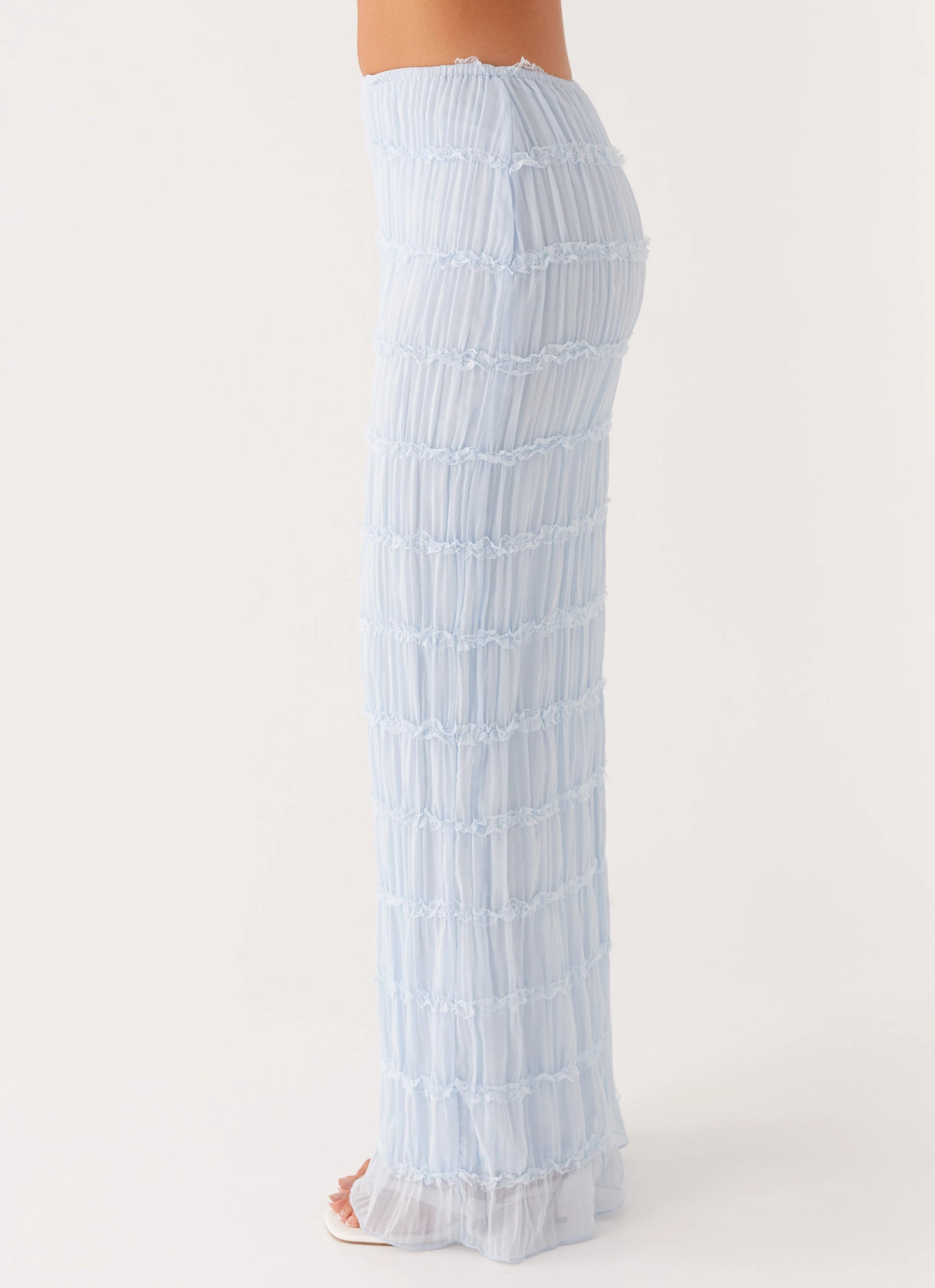 Daydreaming Low Rise Maxi Skirt - Blue Corduroy texture