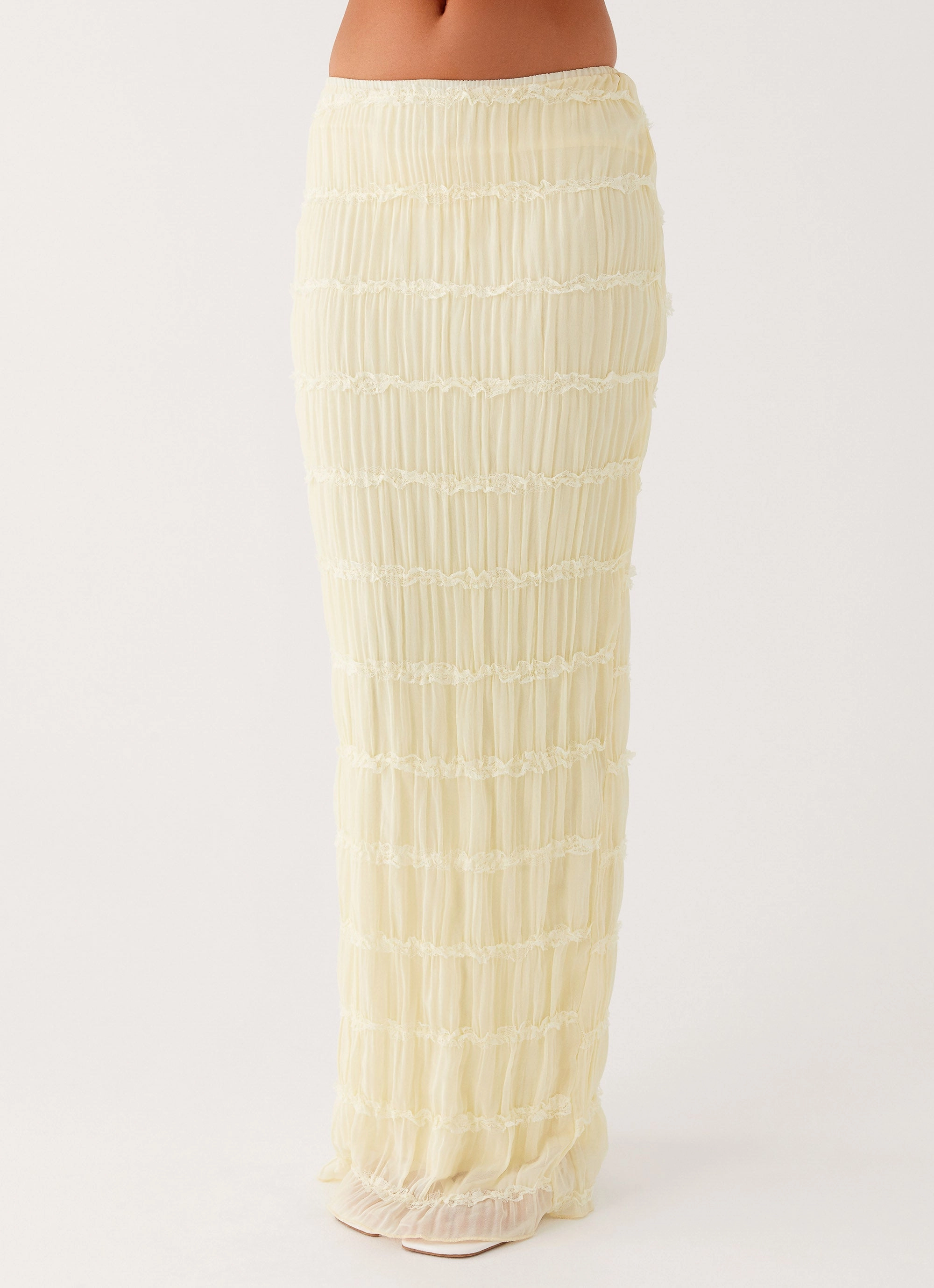 Daydreaming Low Rise Maxi Skirt - Yellow Quiet Style