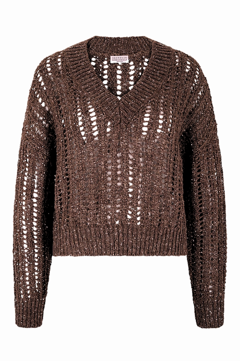 Dazzling Openwork Rib Sweater Stylish Knitwear