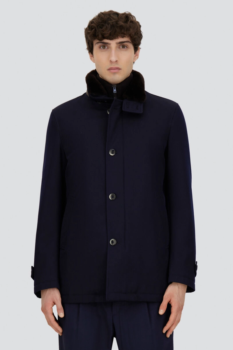 Diagonal Wool Carcoat snap-up