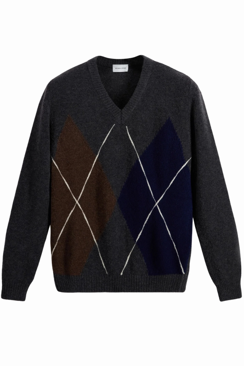 Diamond Jacquard V-Neck Fashion Statement Comfortable Touch