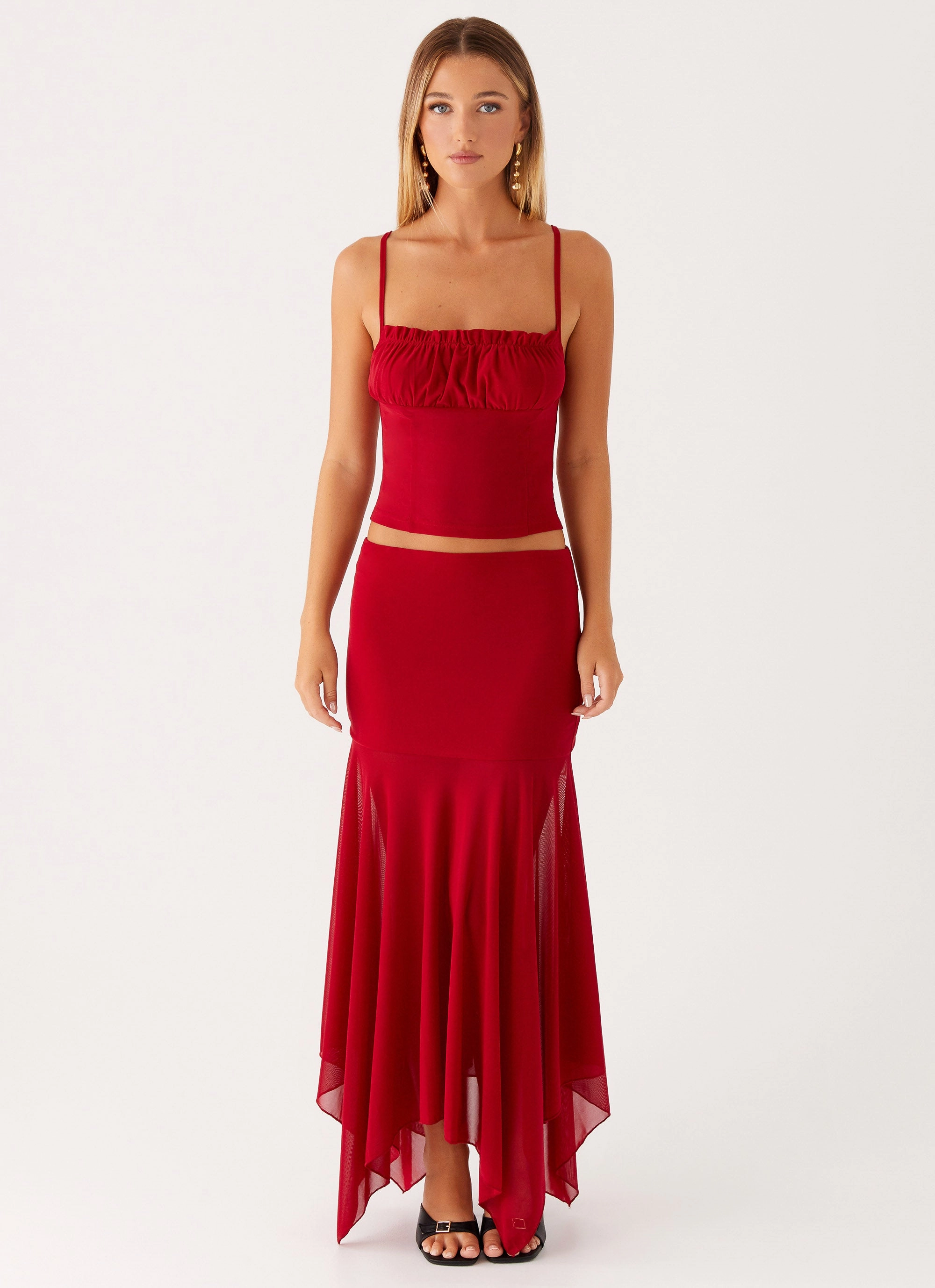 Fashion Details Light Comfort Dionne Maxi Skirt - Red