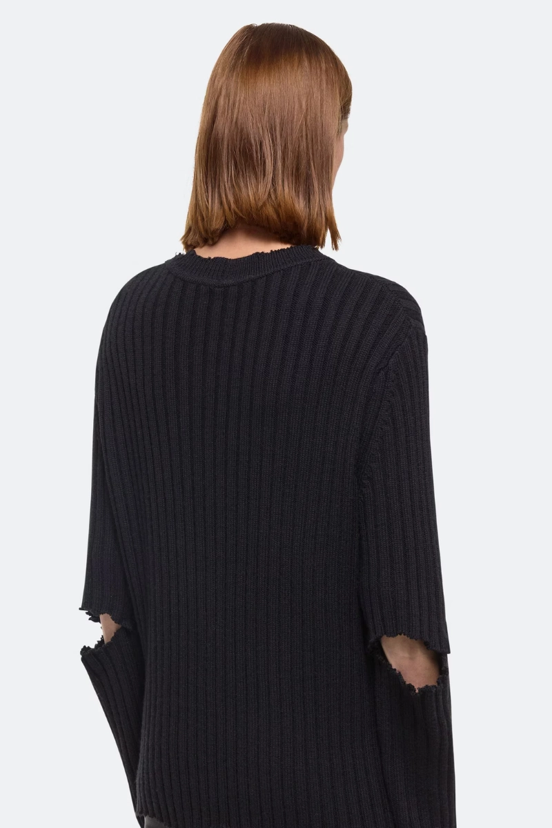 Cozy Comfort Distressed Ribbed Sweater