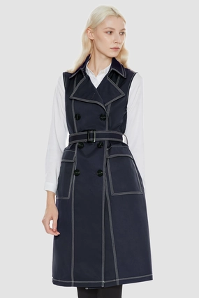 Recycled Material Blend Double-Breasted Long Vest