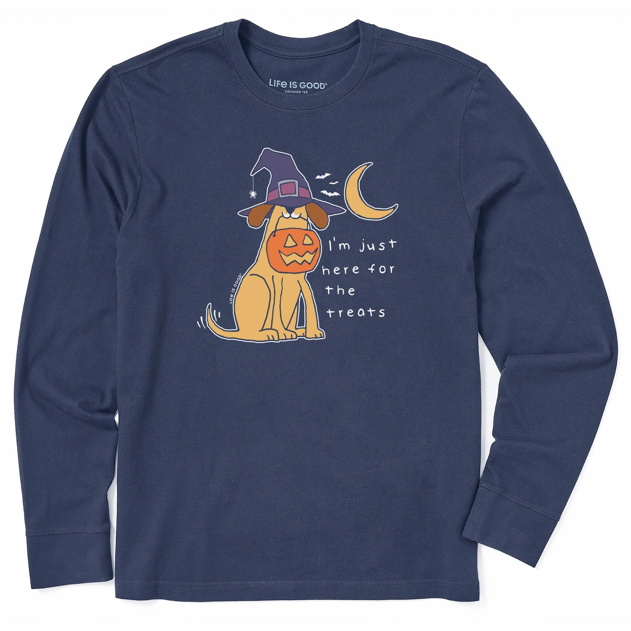 Stretchable Men's I'm Just Here For the Treats Dog Long Sleeve Crusher Tee