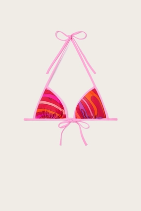 Hidden Pocket Marmo Print Triangle Bikini Bra