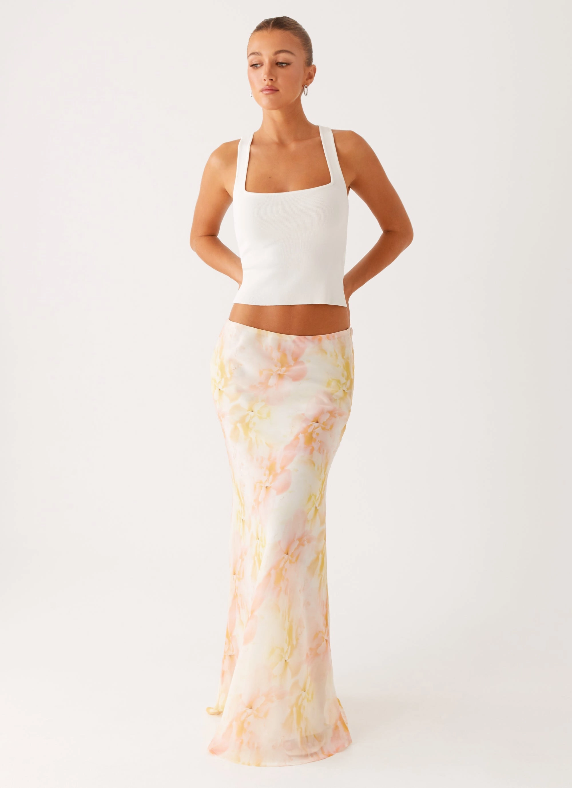 Harlow Chiffon Maxi Skirt - Floral Print Minimalist Chic Stylish Finish