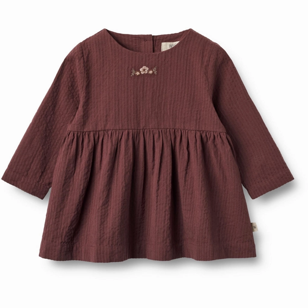 Dress Gunvor Embroidery | Baby - aubergine Air Beauty