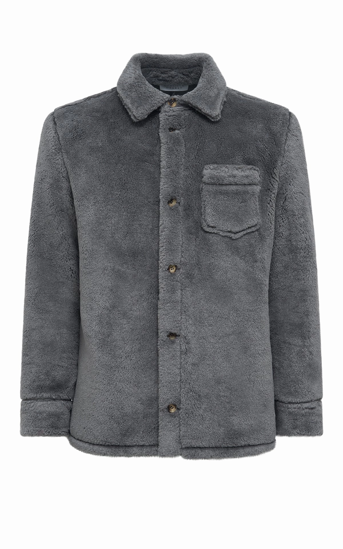 Timeless Design Warm Shield Drew Overshirt in Dark Grey Virgin Wool Silk Cashmere Fur
