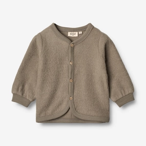 Wool Fleece Cardigan | Baby - grey stone Fashionable Layer Trendy Outerwear