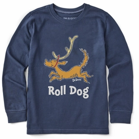Kids Roll Dog Max Long Sleeve Crusher Tee Weekend Smart Look Ethically Sourced Cotton
