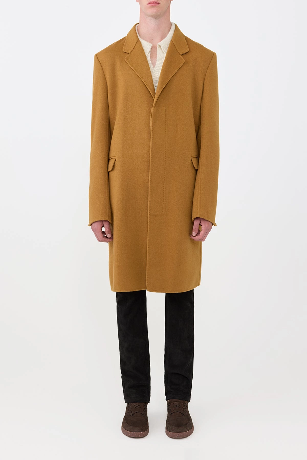 Peter Coat in Yellow Ochre Double-Face Recycled Cashmere Wind Blocker Gear