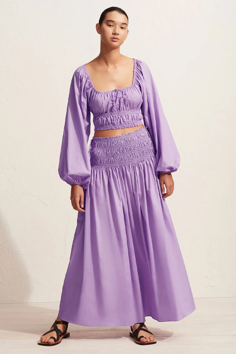 Shirred Decolette Blouse Breathable Comfort Classic Appeal