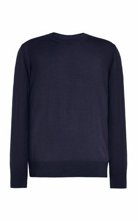 Palco Knit Crewneck in Navy Merino Wool Indoor Layer