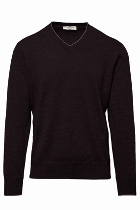 Duvet Cashmere V-Neck Ribbed Hem Detailing