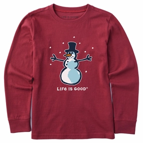 Kids 3D Snowman Long Sleeve Crusher Tee Chill Comfort Look