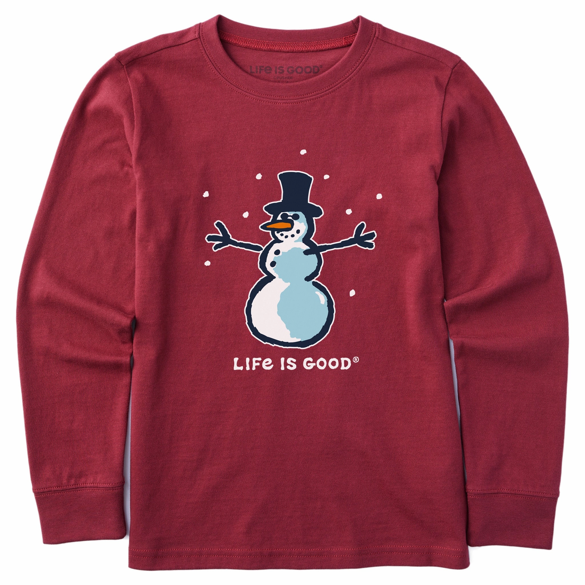 Recycled Polyester Versatile Comfort Kids 3D Snowman Long Sleeve Crusher Tee