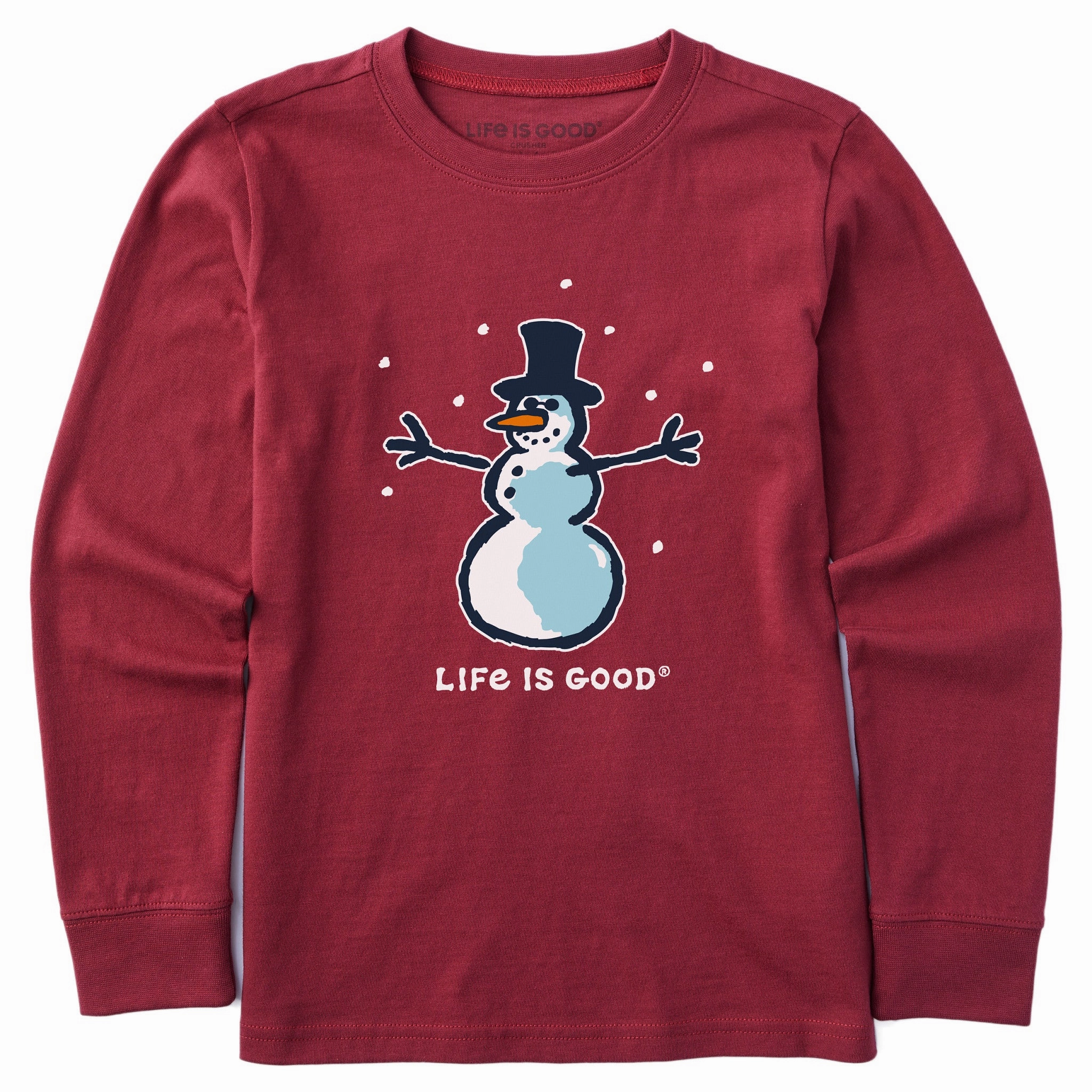 Kids 3D Snowman Long Sleeve Crusher Tee Chill Comfort Look