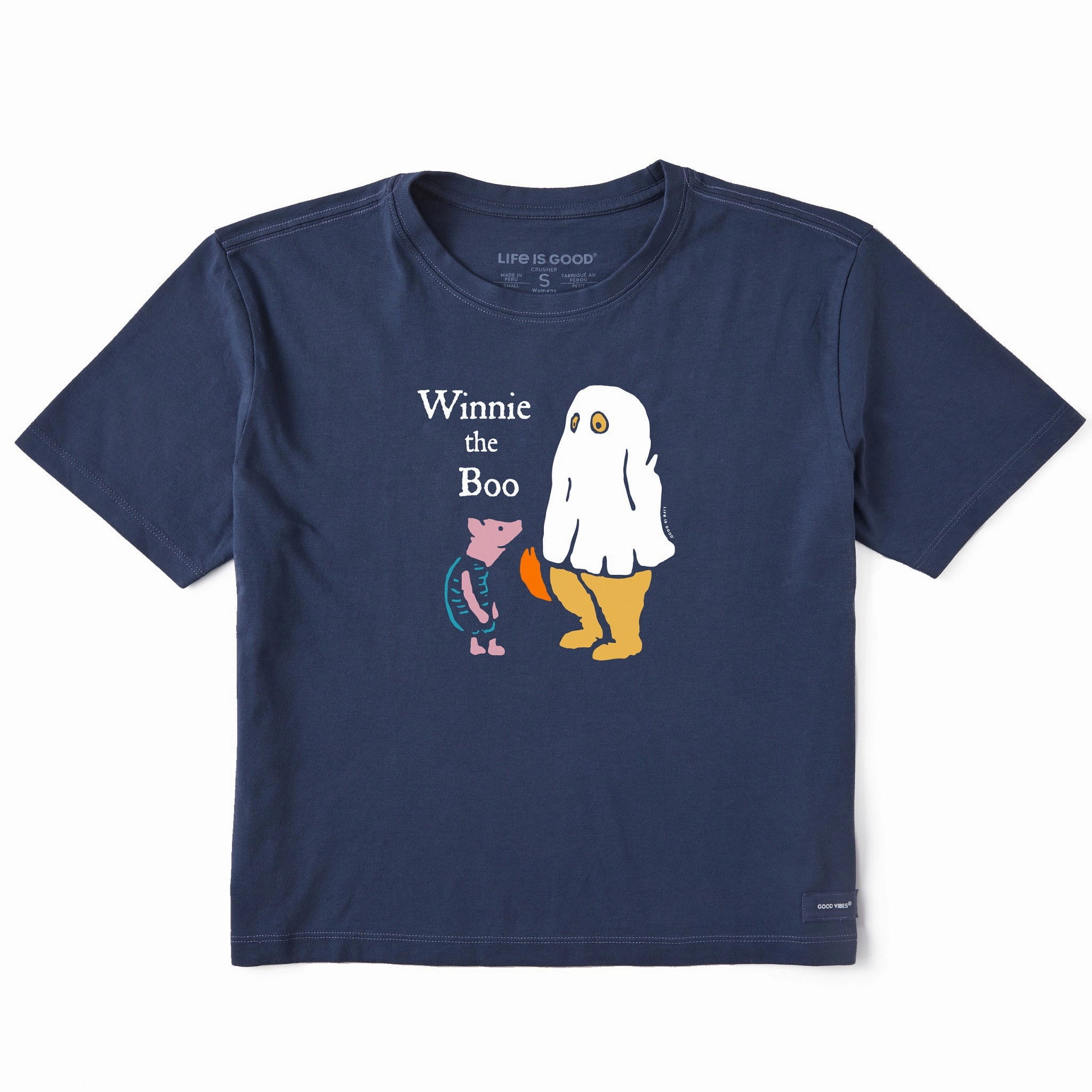 Women's Winnie the Boo Short Sleeve Crusher Boxy Tee Roomy Fit Casual Comfort Design