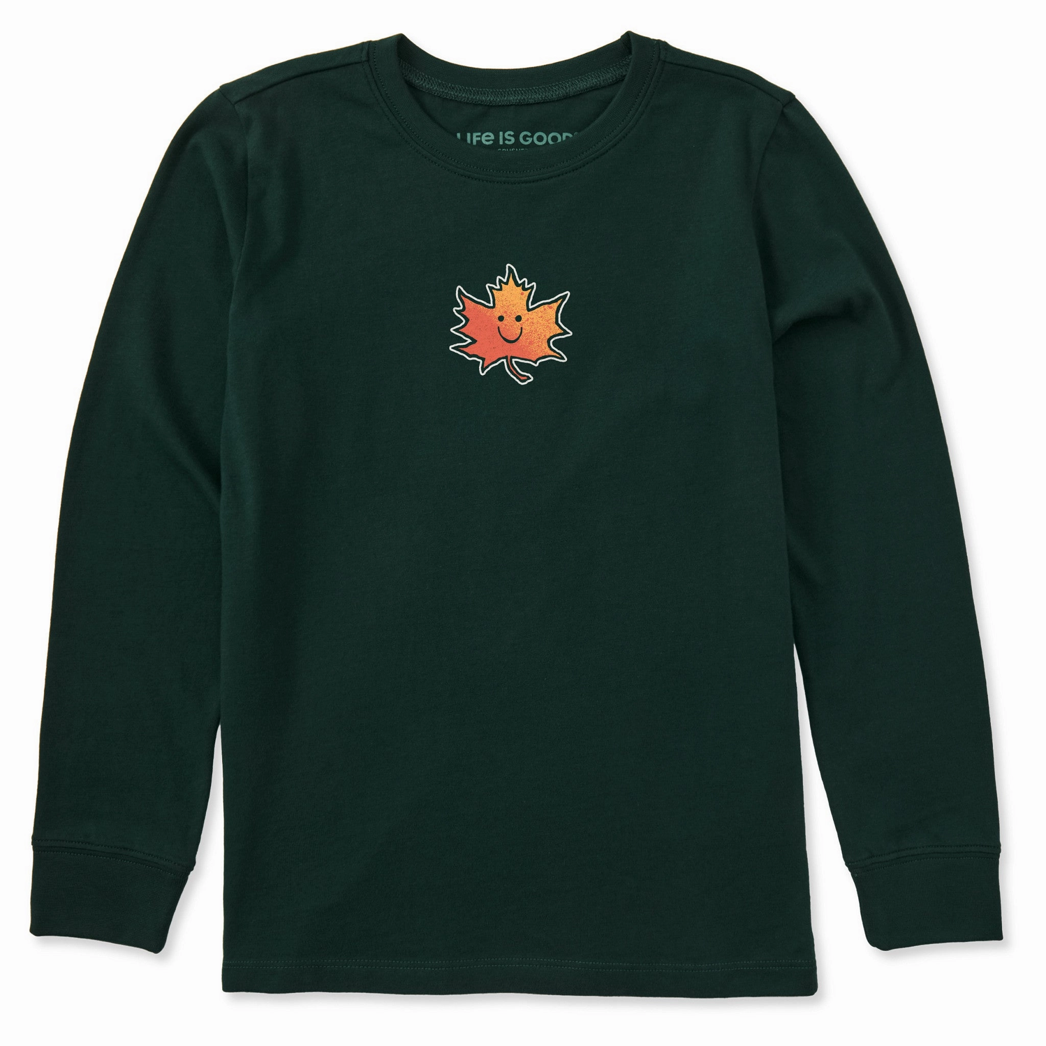 Kids Happy Leaf Long Sleeve Crusher Tee Versatile Layering Piece certified