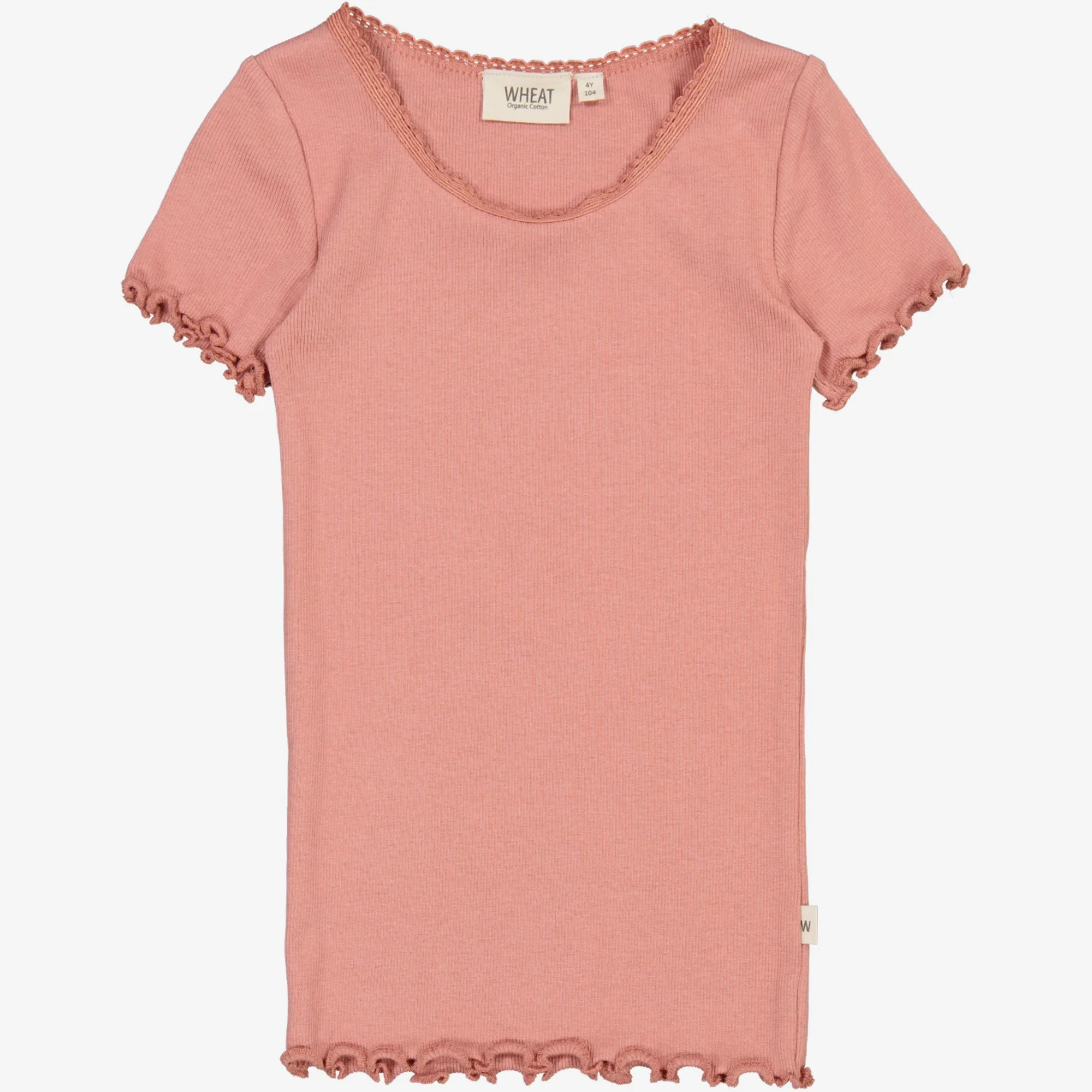 Rib T-Shirt Lace SS - old rose Stylish Casual