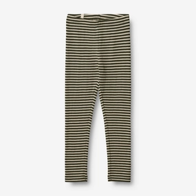 Wool Leggings - green stripe Fresh Outfit Bamboo Fiber Blend