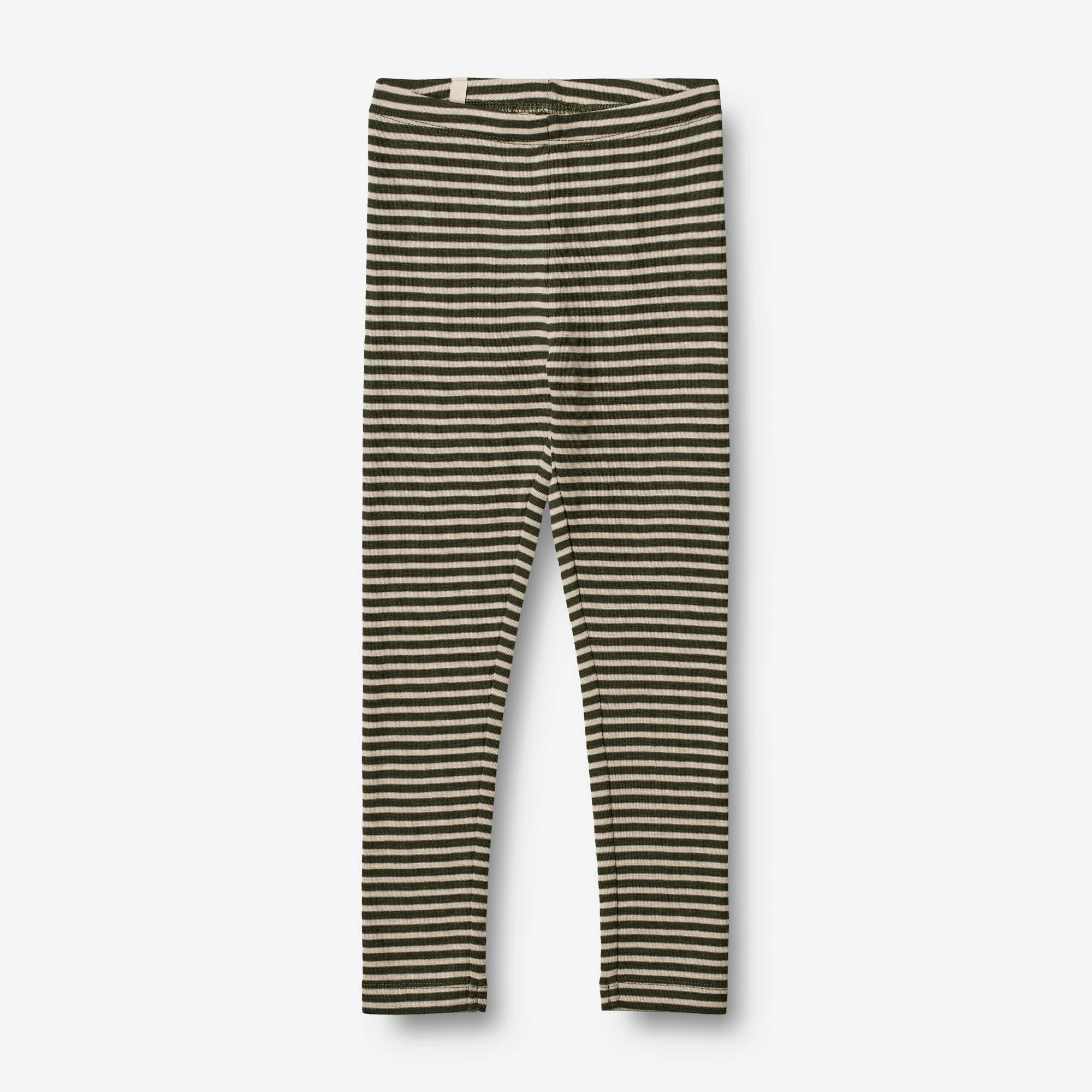 Basic Style Wool Leggings - green stripe