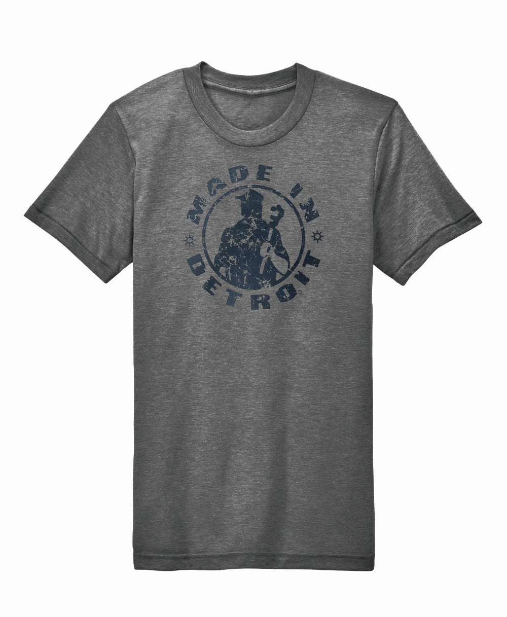 Eco Grey MID Navy Distressed Premium Triblend Shirt Breezy Design OdorResistant