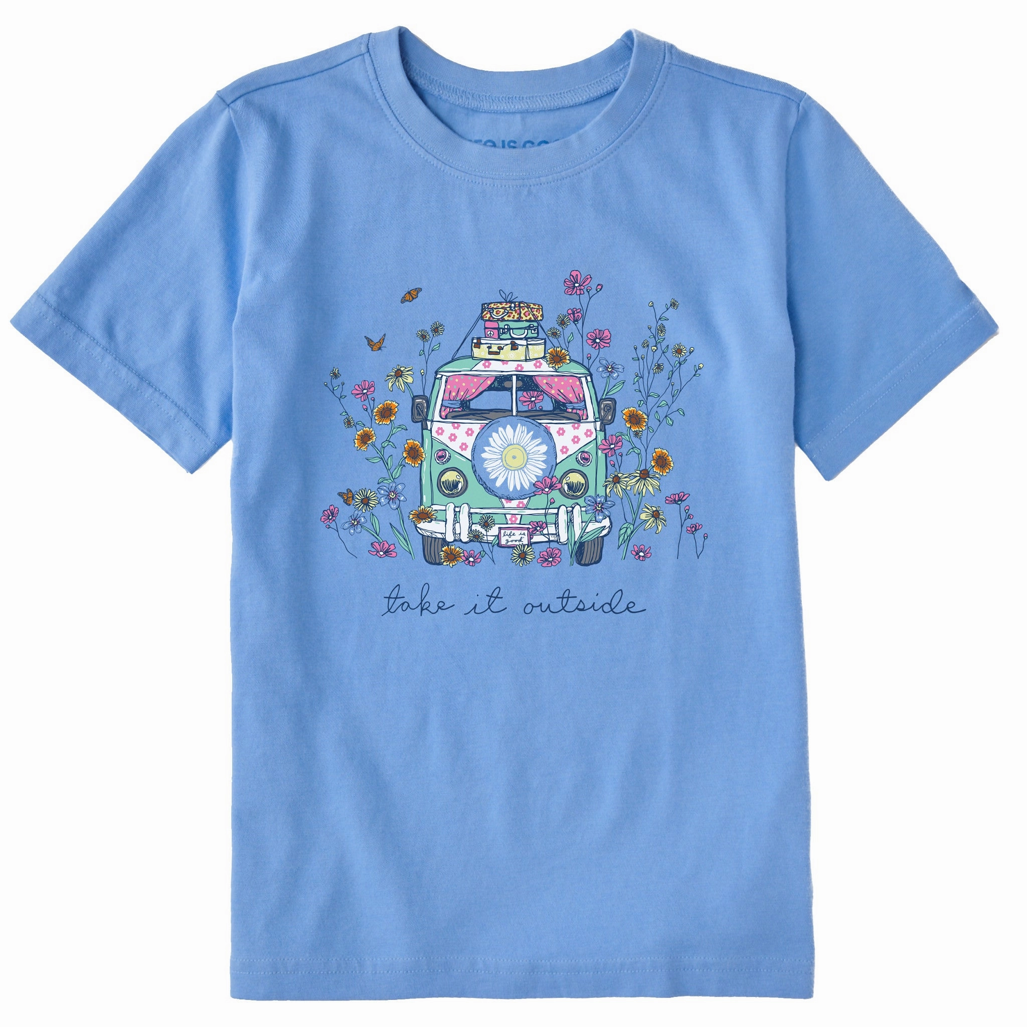 Kids Take It Outside Wildflower Van Short Sleeve Crusher Tee Basic Comfort Smooth Neckline