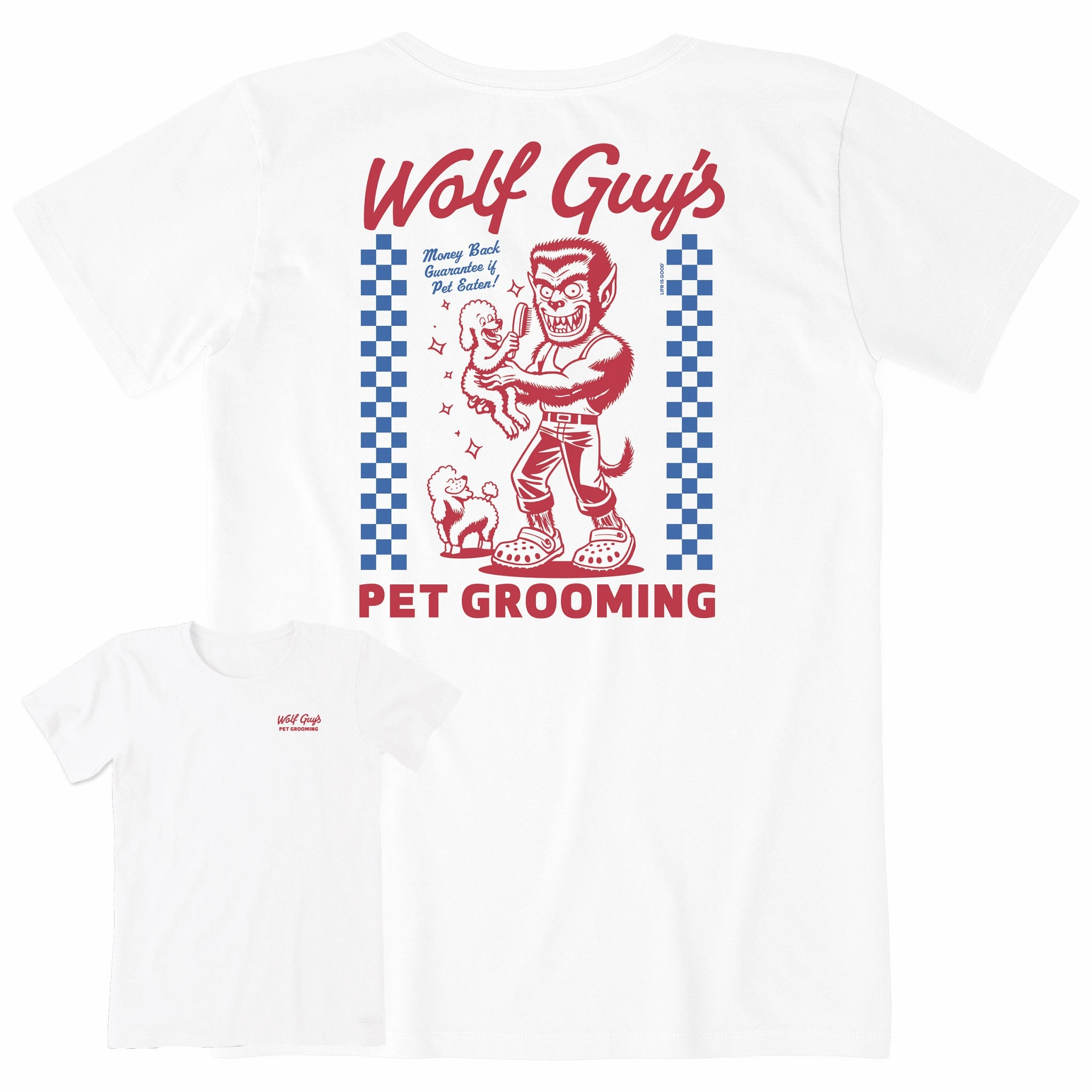 Women's Wolf Guy's Pet Grooming Short Sleeve Crusher Tee Cozy Waist Workout Gear