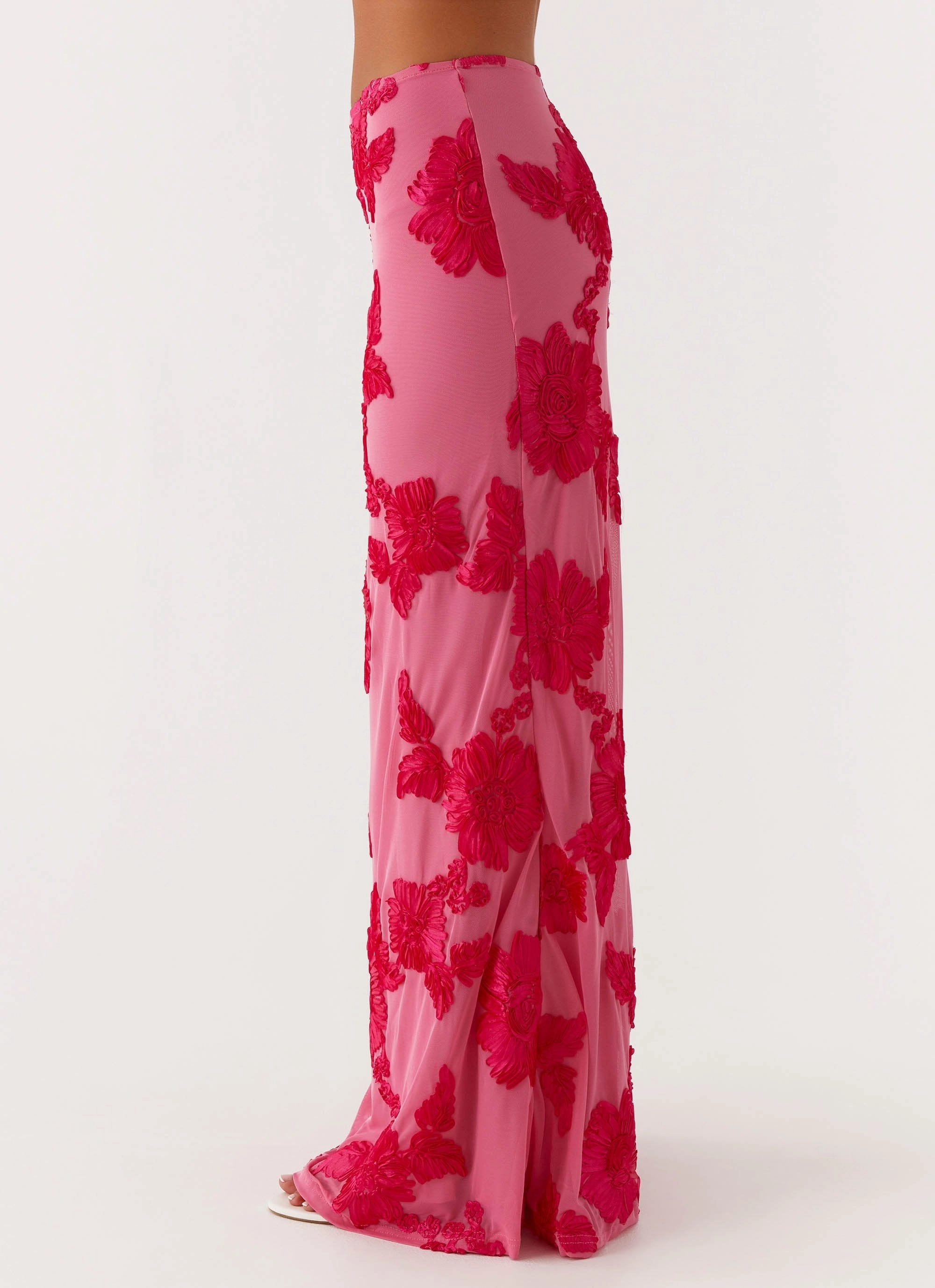 Year Round Style smooth zipper Radiate Maxi Skirt - Pink