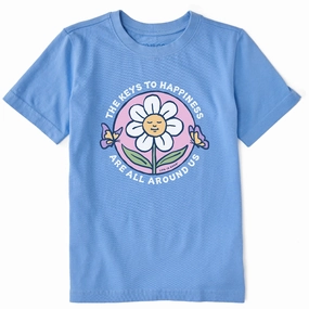 Kids Keys to Happiness Flower Short Sleeve Crusher Tee Comfortable Design All-day style