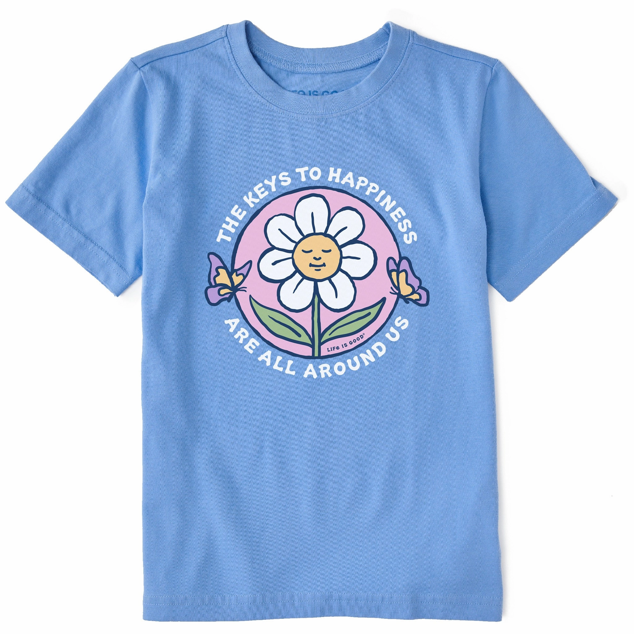 Relaxing Day Comfort and Breathable Kids Keys to Happiness Flower Short Sleeve Crusher Tee