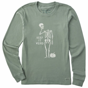 Light Comfort Style Women's Keep it Weird Skeleton Long Sleeve Crusher Tee