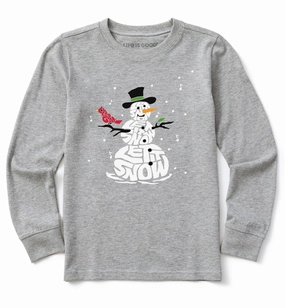 Tight fit sexiness Fun Style Kids Wordy Let It Snowman Long Sleeve Crusher Tee
