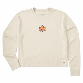 Women's Maple Smile Long Sleeve Crusher Boxy Tee Effortless Wearable UV protected