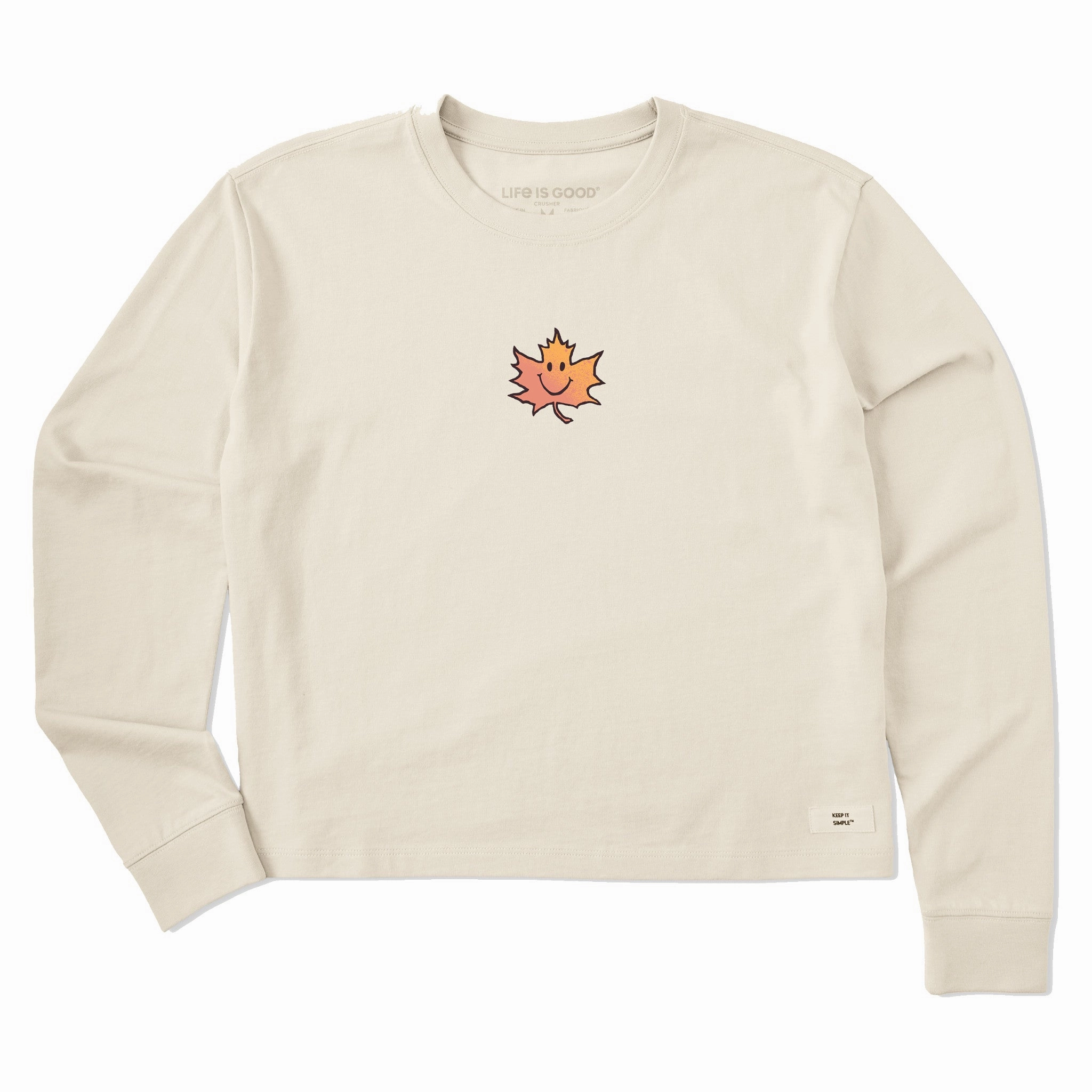 Ultra Soft Finish Women's Maple Smile Long Sleeve Crusher Boxy Tee