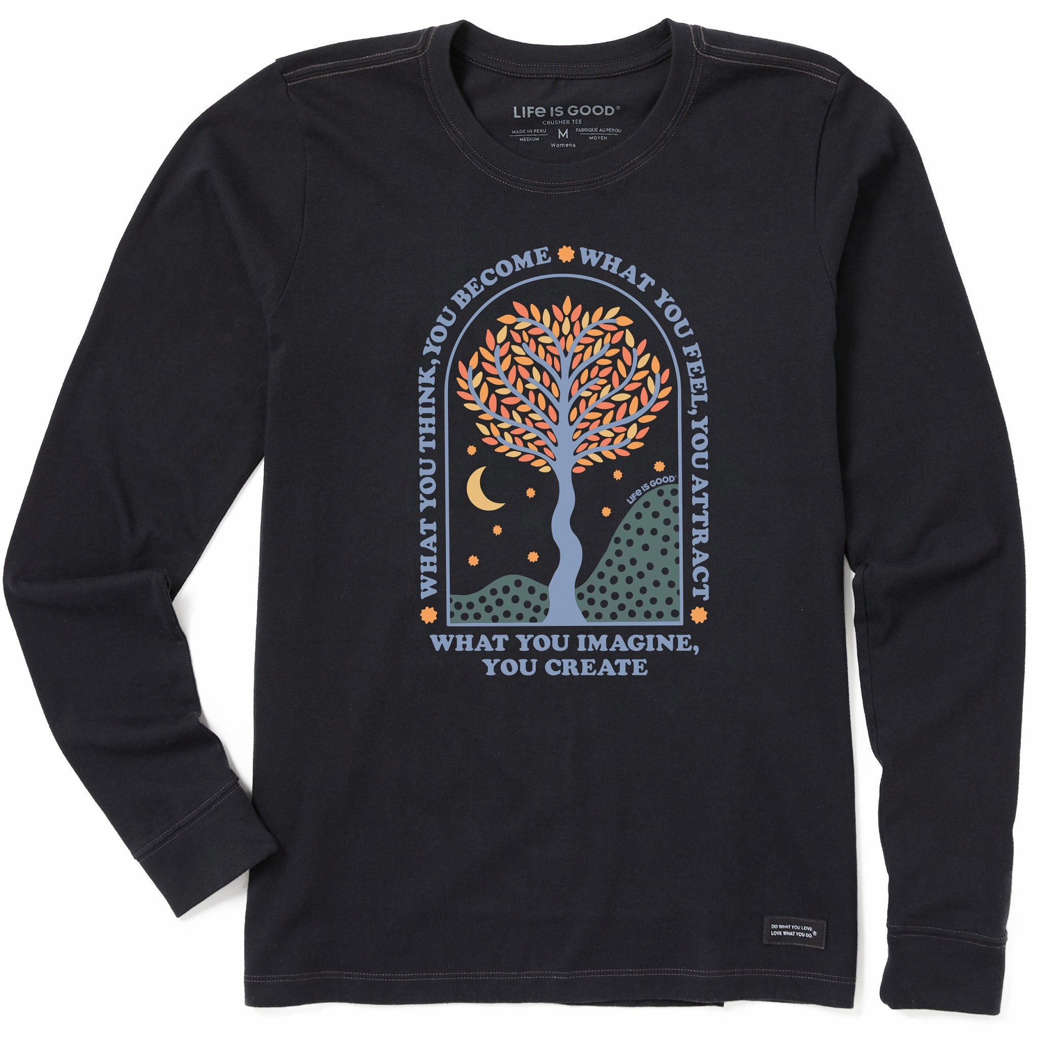 Slim Waistband Women's What you Imagine, You Create Tree Long Sleeve Crusher Tee