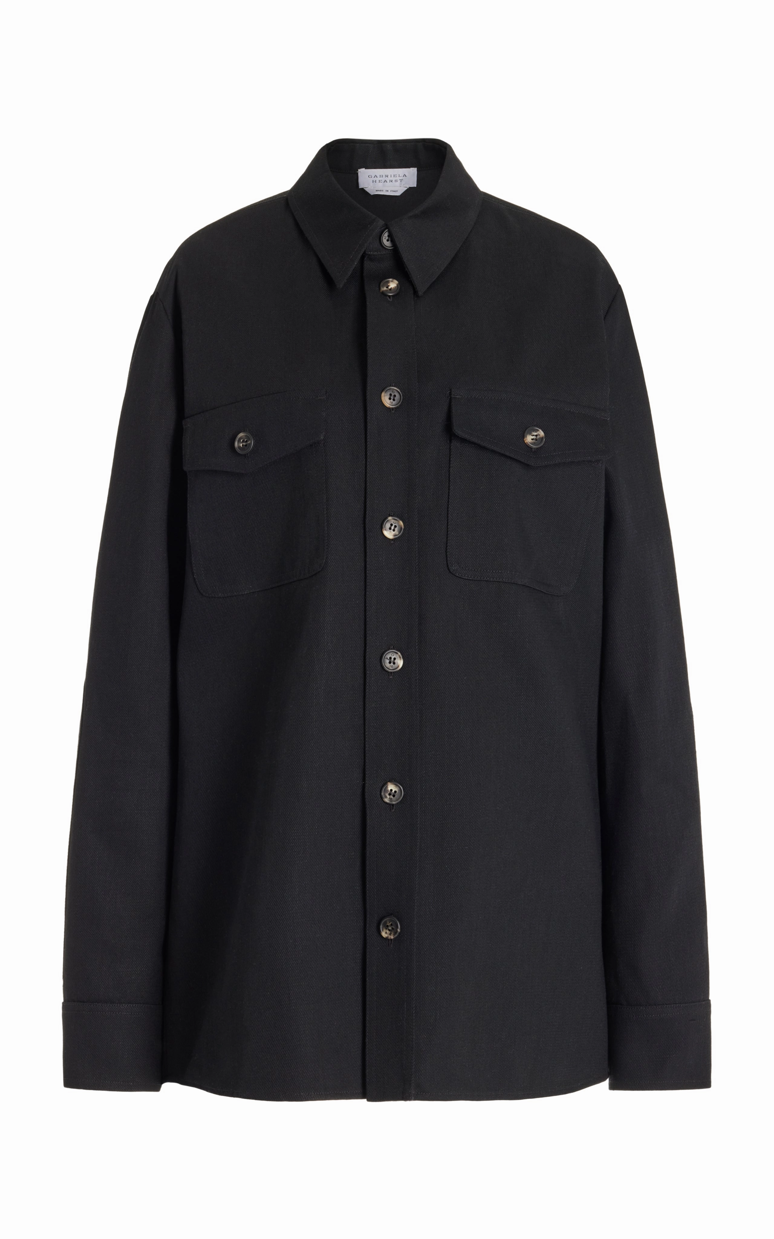 Everly Overshirt in Black Organic Cotton Denim Pub cruelty - free
