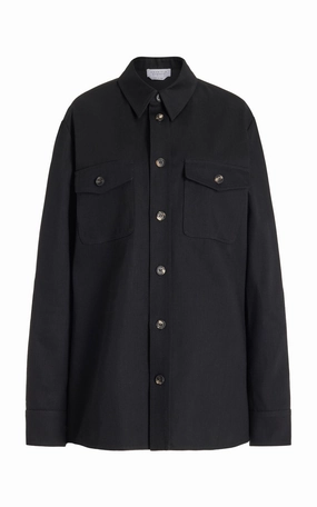 Everly Overshirt in Black Organic Cotton Denim Pub cruelty - free