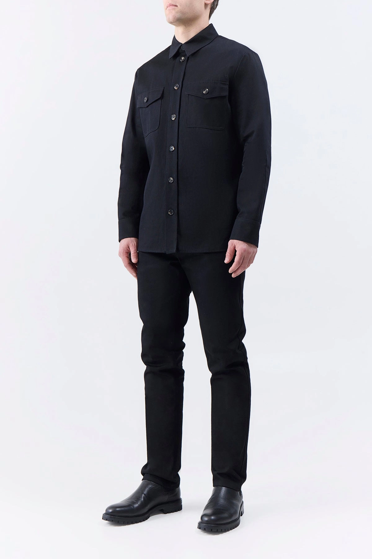 snowy Everly Overshirt in Black Organic Cotton Denim