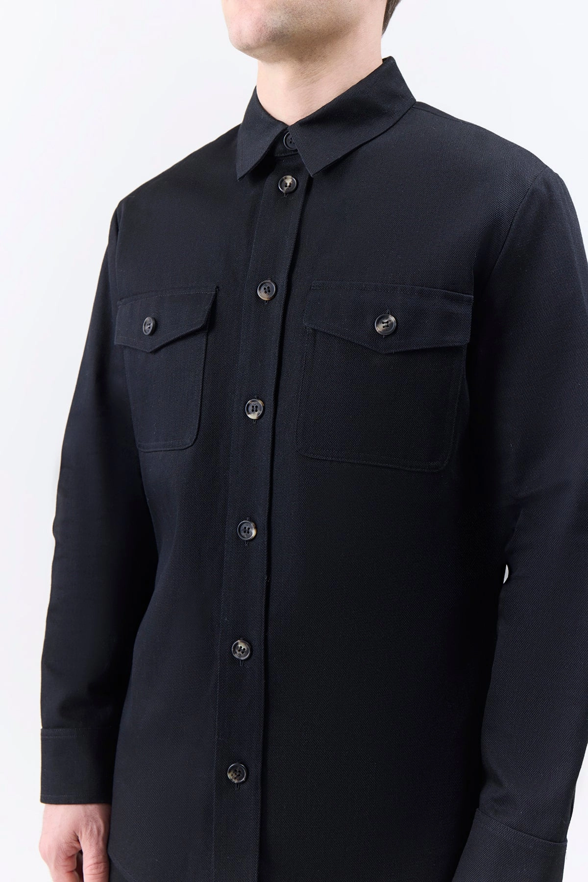 Rain Friendly Everly Overshirt in Black Organic Cotton Denim