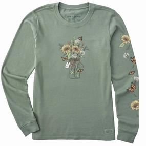 Women's Sunflower Monarch Jar Long Sleeve Crusher Tee Durable Knitwear Versatile Option