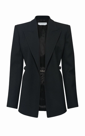 Smart Look Wear Sophisticated Design Epona Chain Blazer in Black Recycled Virgin Wool