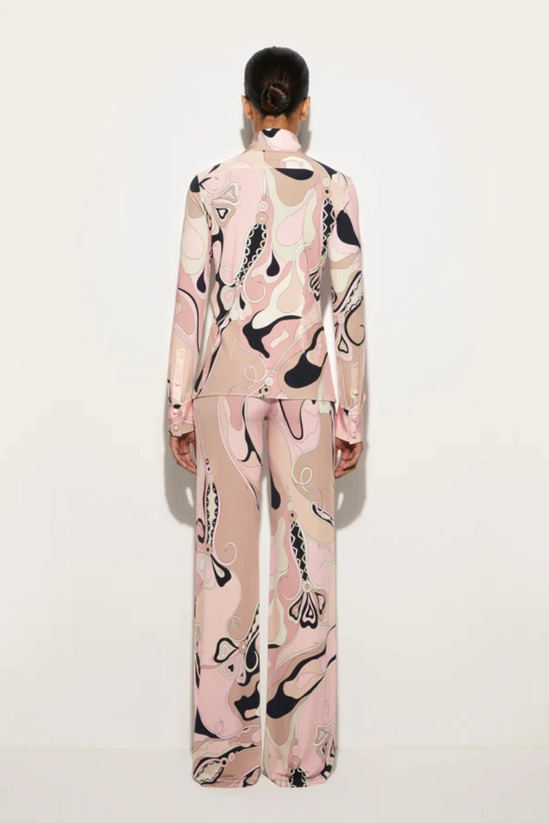 Orchidee Fitted Button Down Chambray Fabric Moisture Wicking Material